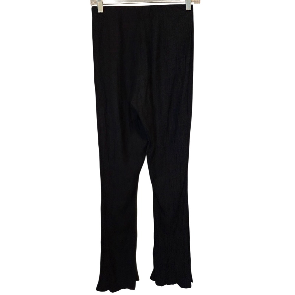 H&M Black Textured Wide Leg Cropped Pants Women Size 4 EUR 36